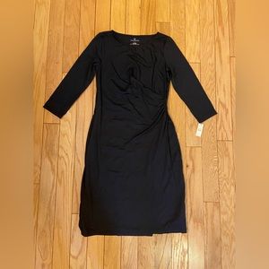 Talbots Black 3/4 Sleeve Dress with Side Slit and Ruching at Hip, Size Small